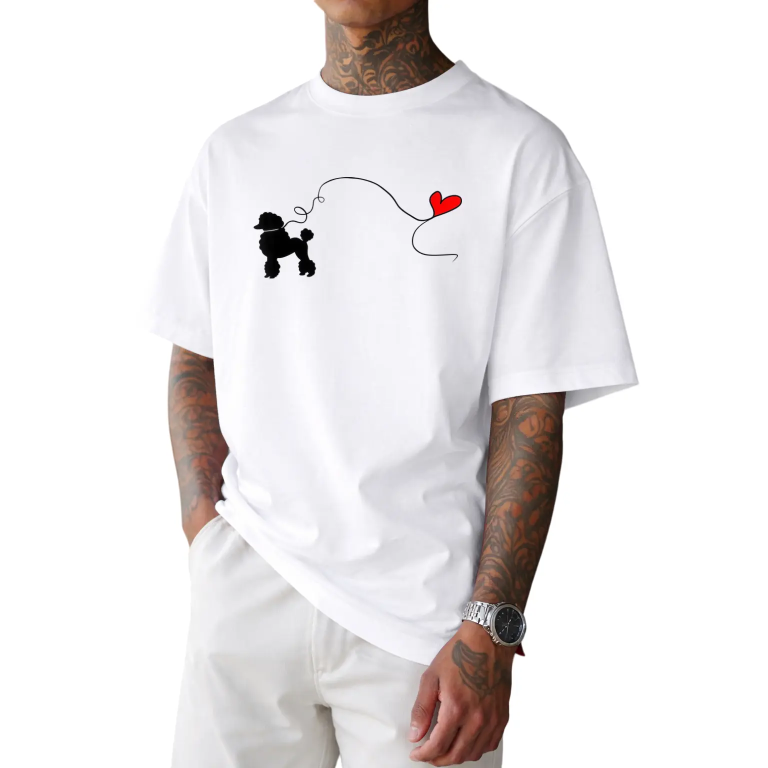 Sock Hop 50s Costume Poodle Shirt Cute Poodle 1950's Heart T-Shirt