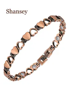 Vintage 99.99% pure copper heart-shaped interlocking bracelet, minimalist metal accessory for men & women. Layered wearing creates an atmospheric look, perfect gift for graduation, Mother’s Day, Father’s Day, family & friends.