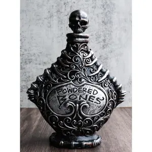 Ceramic Witchcraft Mad Doctor Skeleton Spine Powdered Bones Skull Potion Bottle