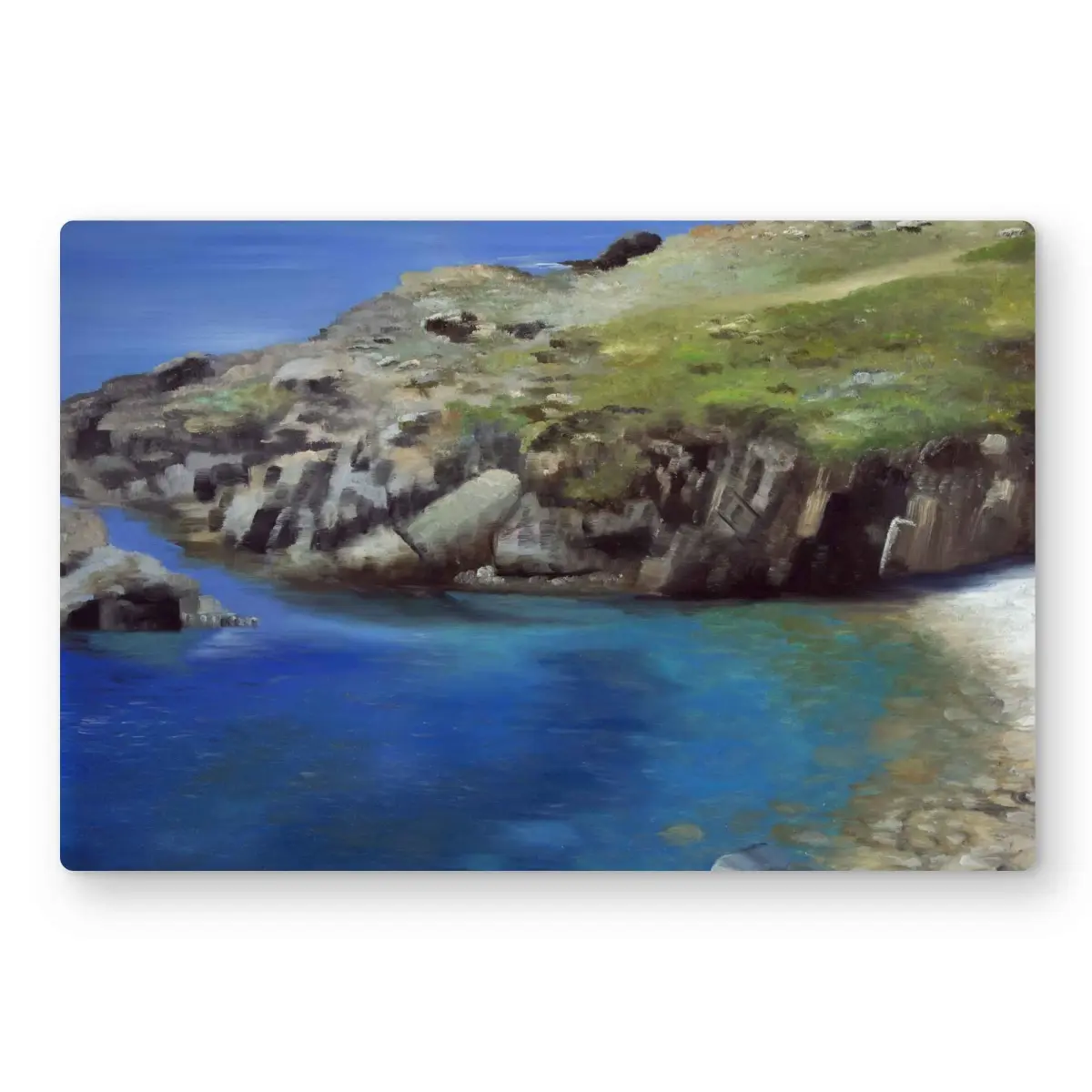 212 MAIN Artistic 12x18 in. Sea Blue Aluminum Print Wall Art - Contemporary Art for Beach Lovers, Azure Waters Mediterranean Beach Decor, Coastal Tone Vibrant Metal Home Room Accent