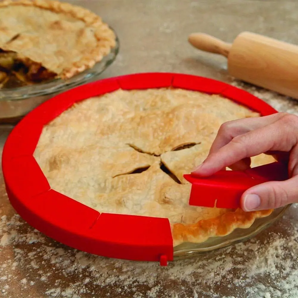 1PC  11IN Adjustable Pie Crust Shield Silicone Pie Protectors Adjustable Bake Crust Protector Pie Crust Protector Cover Kitchen Tool For Baking Pie Pizza, Fit 8-11Inch Pies, Kitchen Cooking Accessories