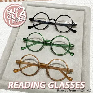 Women's Plastic Round Reading Glasses, Vintage Casual Style, Small Cute Fashion, Suitable for Daily Use, 3 Pairs, Reading Eyeglasses