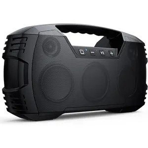 IPX7 Waterproof Outdoor Bluetooth Speaker, Wireless, 90W(Peak), 32H Playtime, Floating Design, Deep Bass & Loud Stereo Sound, Portable with Handle, Rugged for Pool, Beach, Kayaking, Hiking, Black