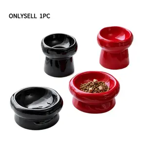 Dual Height Ceramic Pet Feeder Set - Elevated Anti-Spill Cat Bowls, Prevents Chin Acne, Easy Clean Non-Slip Design, Dry Food & Drinking Water Bowl Combo