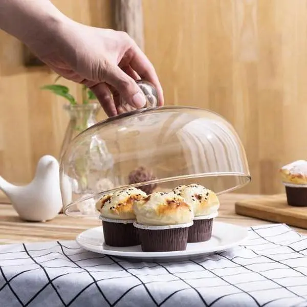 9-Inch Clear Glass Cloche Cake Cover with Knob Handle