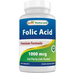 Naturals Folic Acid 1000 mcg (Vitamin B9), 240 Tablets Supplement Dietary Healthcare Fitness