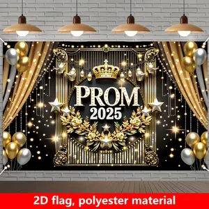 Graduation & Grad Ceremony Backdrop – Crown Balloon Theme Tapestry, Wall Hanging, Photography Background, Polyester HD Print, Indoor, Outdoor, Party, Decor