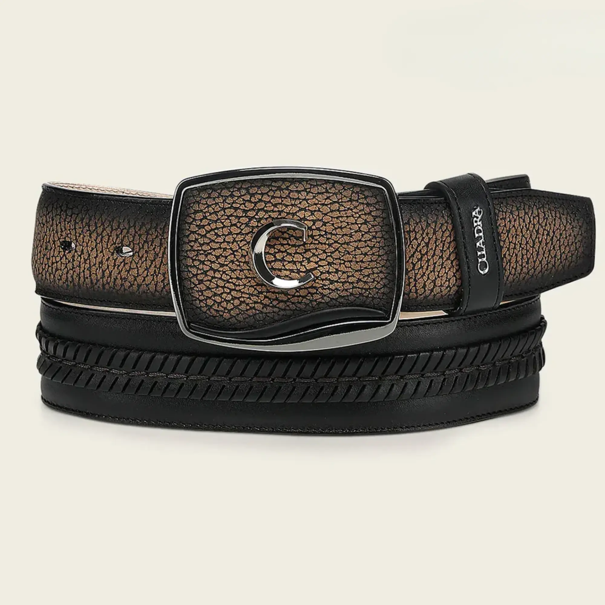 CUADRA Men's Genuine Leather Western Belt , Chocolate