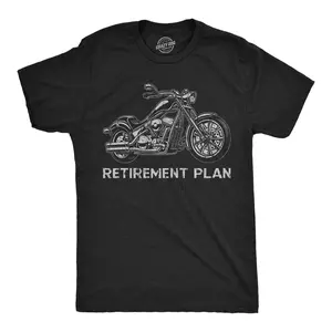 Mens Funny T Shirts Retirement Plan Motorcycle Sarcastic Graphic Novelty Tee for Men Mens Funny T Shirts Cool Vintage Fashion T-Shirt Gift Classic Menswear Funny Mechanic Short Sleeve Novelty Tees for Guys Black -