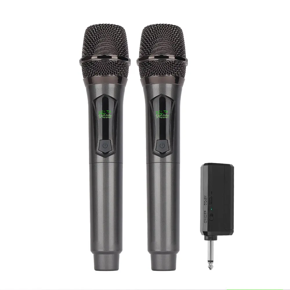 LMBGM W7 [2 Mic] 2.4G Wireless Connection Handheld Microphone for Home Karaoke & Speaker, 30M Range Rechargeable USB Dual Mic for Family Party Wedding Church, 6.35mm Jack (NOT for Phone/PC)