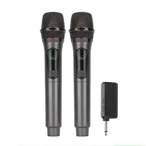 LMBGM W7 [2 Mic] 2.4G Wireless Connection Handheld Microphone for Home Karaoke & Speaker, 30M Range Rechargeable USB Dual Mic for Family Party Wedding Church, 6.35mm Jack Wireless Mics (NOT for Phone/PC)