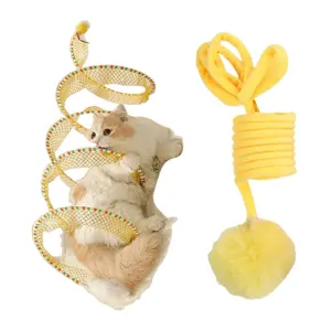 2026 New Foldable Cat Tunnel Toy Set - Self-Entertaining Bell Chew-Resistant Rotating Teaser Wand + Hanging Retractable Elastic Rope Spring Rabbit Fur Ball