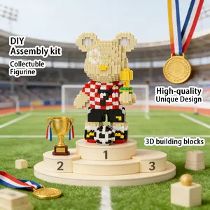 7 Number Football Bear 3D Puzzle Building Blocks Decoration, Bookshelf Home Office Cabinet Decor, Party Living Room TV Stand Display