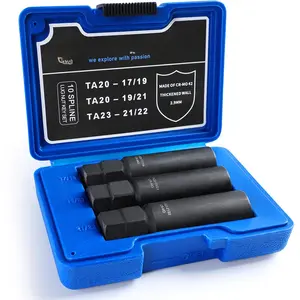 10 Spline Lug Nut Key Set, Thicker Wall Sturdy 10 Spline Lug Nut Socket Tool for Effortless Removal of Aftermarket 10 Point Locking Lug Nuts (3 Piece Set)