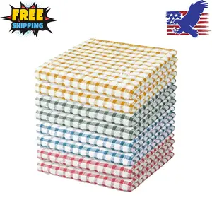 8 Pcs Kitchen Dish Rags,100% Cotton Soft Absorbent Quick Drying Dish Cloths