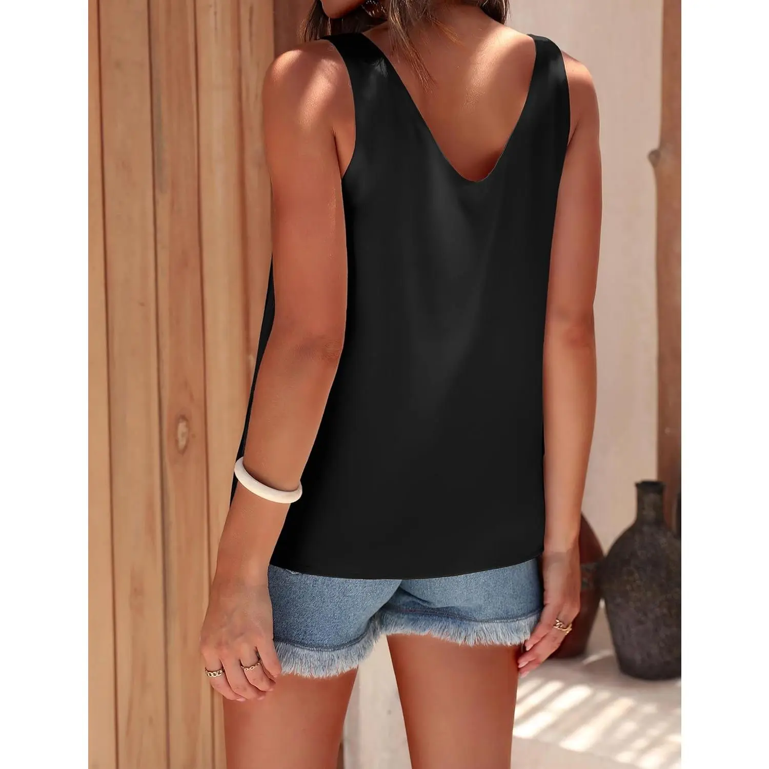 Womens Silk Satin Tank Tops V Neck Casual Cami Sleeveless Camisole Blouses Summer Basic Tank Shirt Womens Silk Satin Tank Tops V Neck Casual Cami Sleeveless Camisole Blouses Summer Basic Tank Shirt