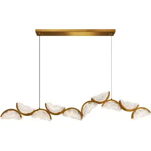 CWI Lighting Moon LED 70 inch Brass Chandelier Ceiling Light 1715P70-10-624