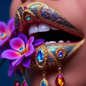 5D DIY Full Drill Round Diamond Painting - Diamond Art Kit Pearl Lips Mosaic, Canvas - DIY Decorative Painting, Home Wall Decor, Perfect for Halloween and Christmas, Independence Day, Birthdays, and Anniversary Gifts.