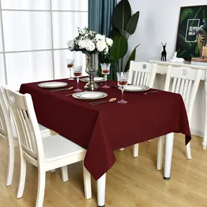 Burgundy Rectangle Tablecloth Waterproof Stain Resistant Wrinkle Free Table Cloth 210GSM Polyester Wipeable Table Cover for Party, Banquet, Indoor and Outdoor-Square/Rectangular