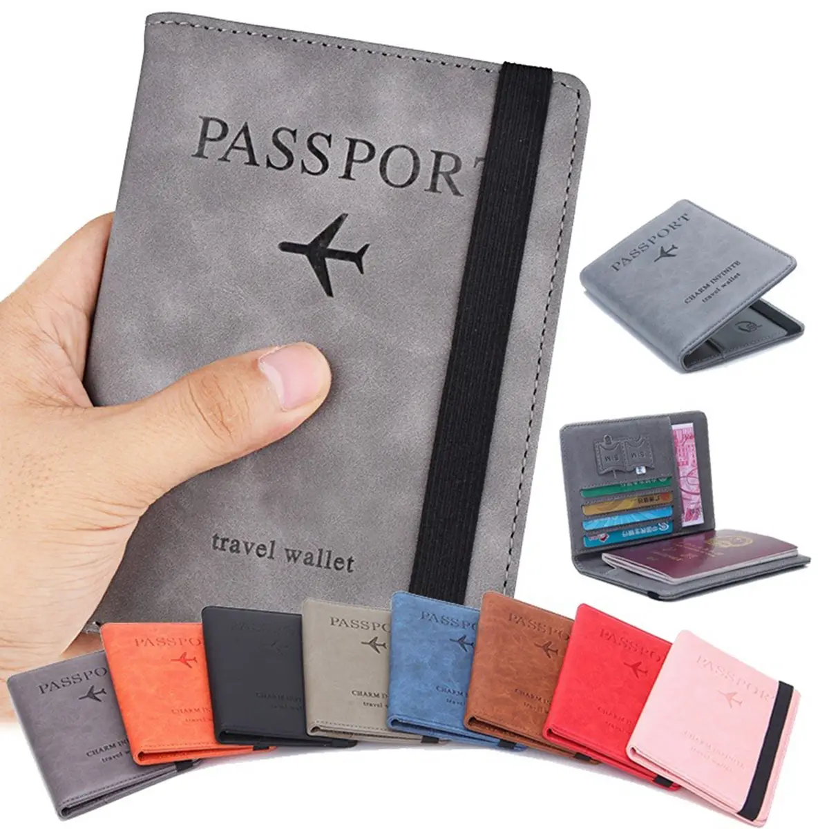 Passport Holder Wallet, PU Leather Passport Wallet for Men and Women, RFID Blocking Wallet, Multi-Function Travel Document Holder