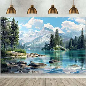 1pc Mountain Forest Backdrop - Scenery Photography Design Versatile Wall Decoration Background Photo Prop for Party Home Decor Outdoor Use