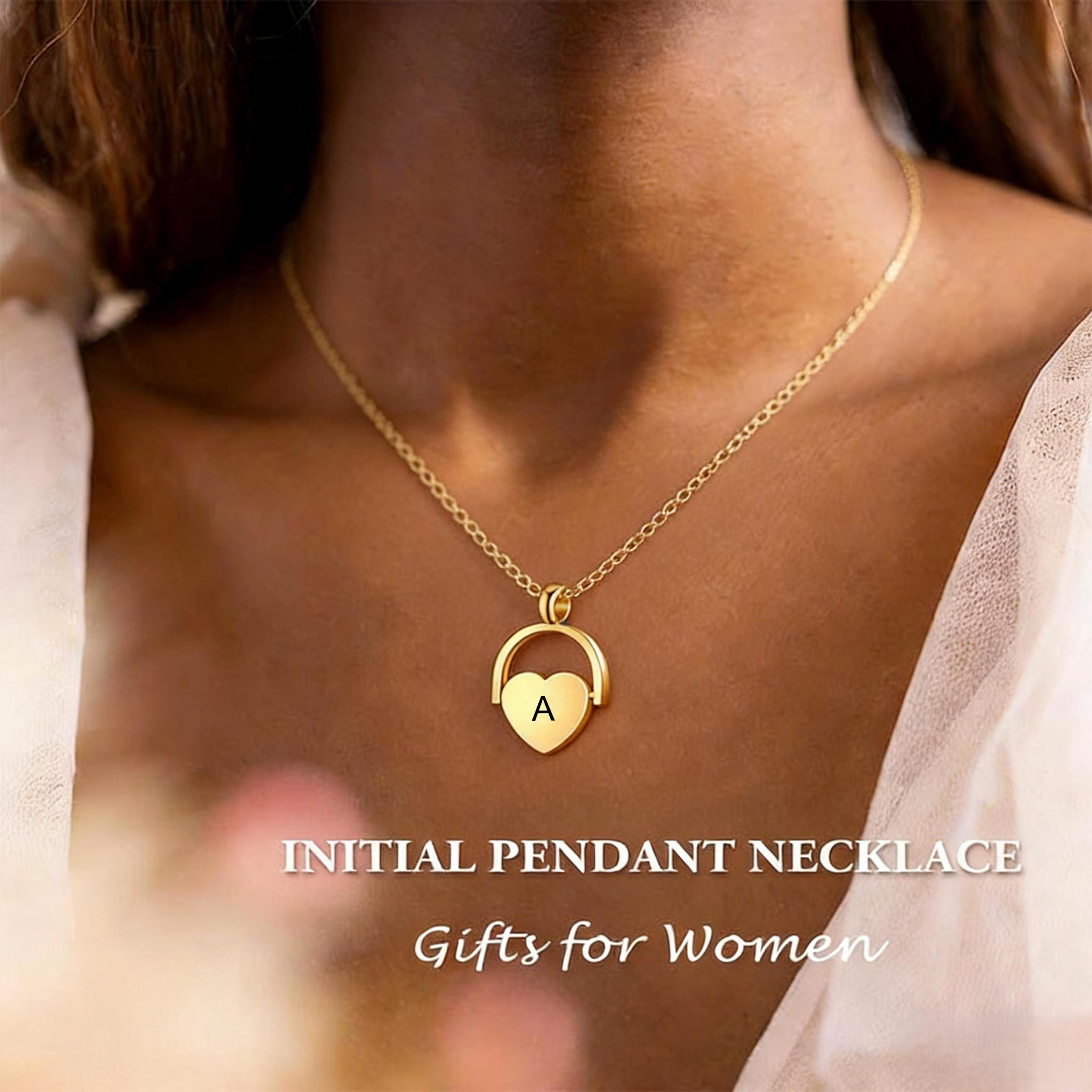 Tiny Initial Necklaces for Women Golden Heart Letter A-Z Necklace Dainty Heart Name Necklace Personalized Initial Tag Pendant Birthday Gifts Anniversary Gifts Jewelry for Women Girls Valentine's Day Gift....