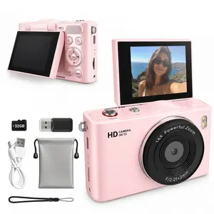 Portable Digital Camera, Compact 180° Flip Screen, 1080P HD, 16x Zoom, 32GB Storage, Perfect for Vlogging and Photography, Valentine's Gift