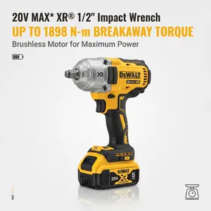 DeWalt DCF900NT Brushless Impact Wrench - 1400 ft-lbs (1898 Nm) High Torque, 1/2" Anvil, 0-2300 RPM, 4-Mode Fastening, Spiral Design, Battery & Charger Included - For Professional Mechanics, Heavy Trucks & Equipment