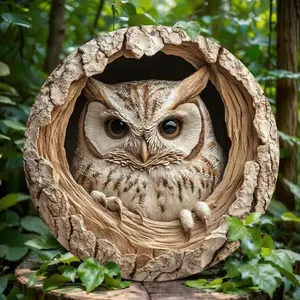 Owl Design Wall Hanging Decor, Cute Animal Themed Wooden Wall Art, Wall Decor for Home Office Bar Kitchen Cafe, Great Valentine's & Holiday Present