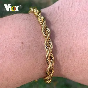 Unisex Rope Chain Bracelets for Men Women, Stainless Steel Twisted Links Chain Bracelet,Simple Classic Jewelry Gift for Him