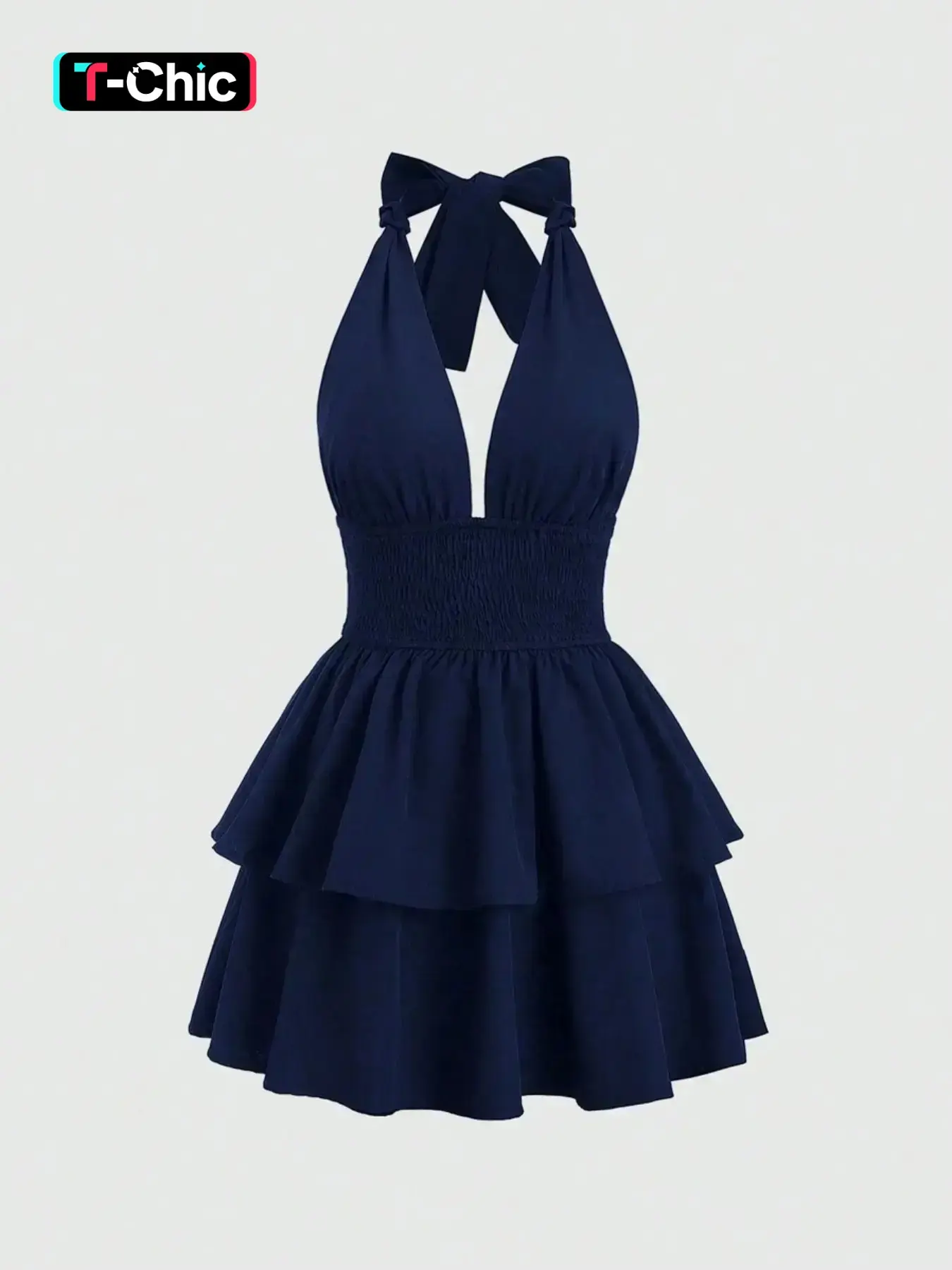 Women's Solid Backless Halter Neck Sleeveless Dress, Elegant Fashion Chic Casual  Dress for Party Club Dating Wear, Women Dress for Summer, Womenswear -  TikTok Shop