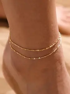 Women's Gold Anklet Set — Exquisite, Multi-Layered, and Waterproof. Stackable Beach Jewelry Gift with Adjustable Sizing, Trendy Jewelry