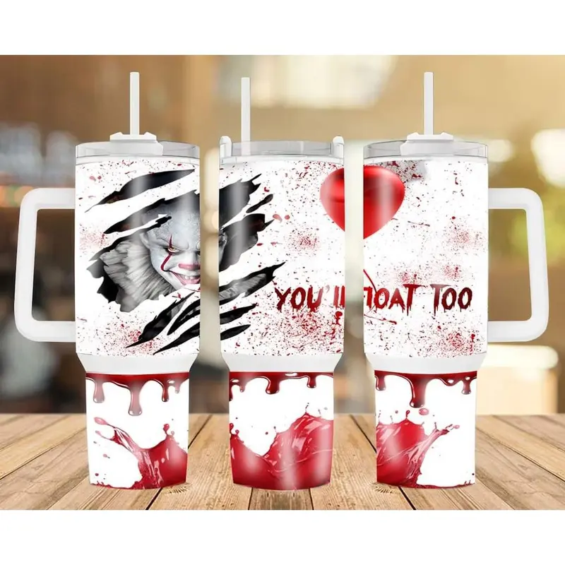 Pennywise IT Welcome to Derry Horror Movie 20oz - 40oz Tumbler Stainless Steel with Straw, Double Wall Insulated, With Handle – Perfect Gift for Fans