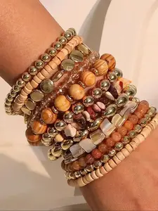 Handmade Beaded Bracelet Set for Women, Bohemian Style Casual Stacking Jewelry Party Daily Gift