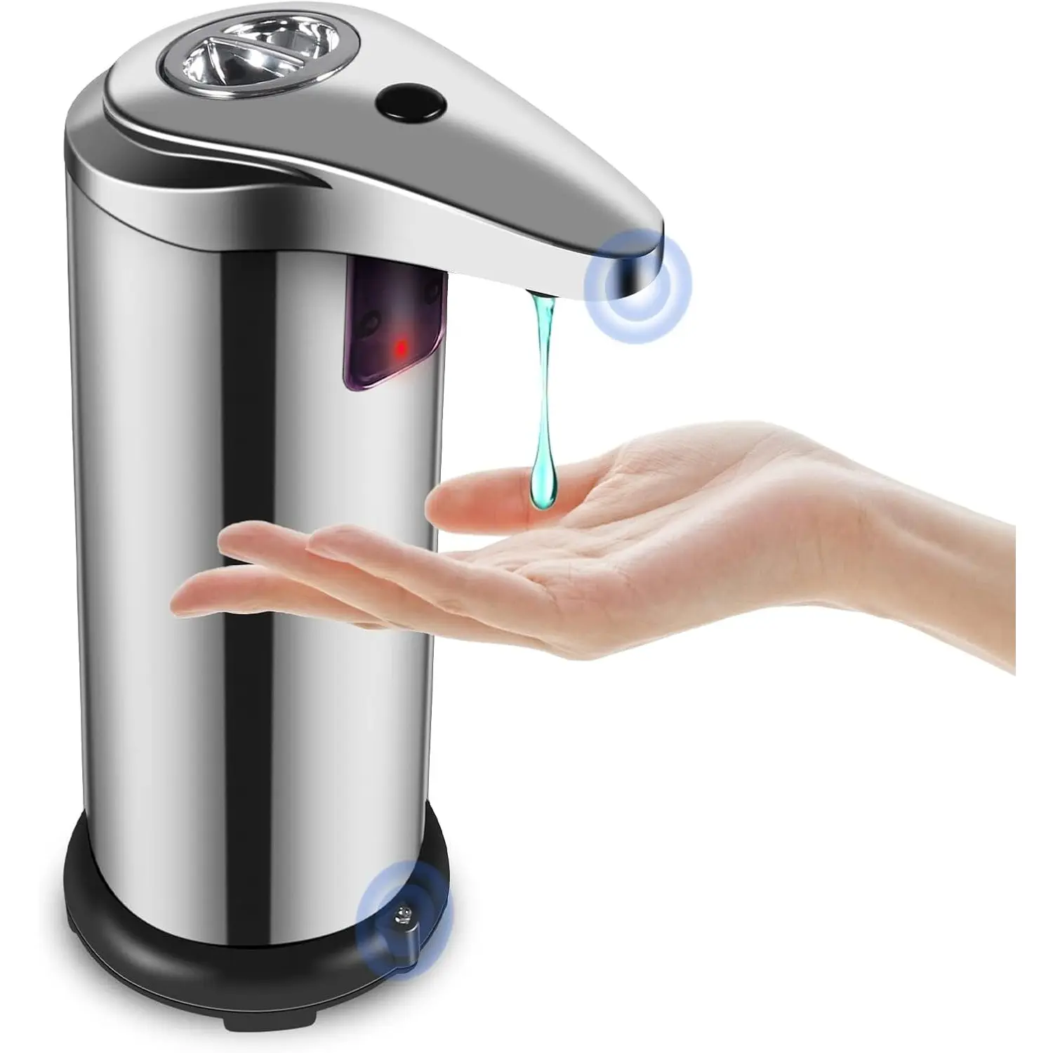 Automatic soap dispenser, 3-level adjustable touchless soap pump, suitable for most soaps, 9.5-ounce automatic liquid dispenser, easy to use and replenish, stainless steel handheld dispenser for kitchen no need for manual operation