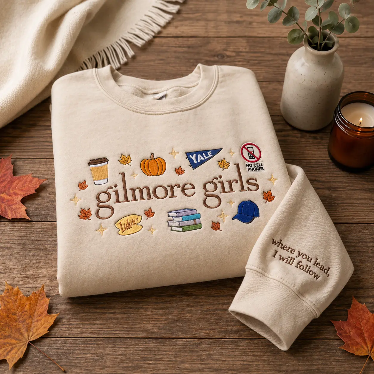 Embroidered Gilmore Girls Sweatshirt, Stars Hollow Crewneck, Cozy Fall TV Fan Gift, Book Lover Sweater, Rory Lorelai Shirt