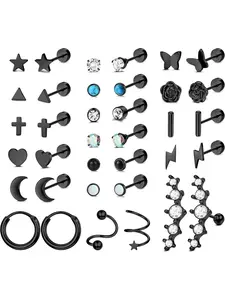 18 Pairs of Cartilage Earrings Flat Back Earrings Spiral Jewelry Earrings, Fashion Accessories Birthday Christmas Gifts.