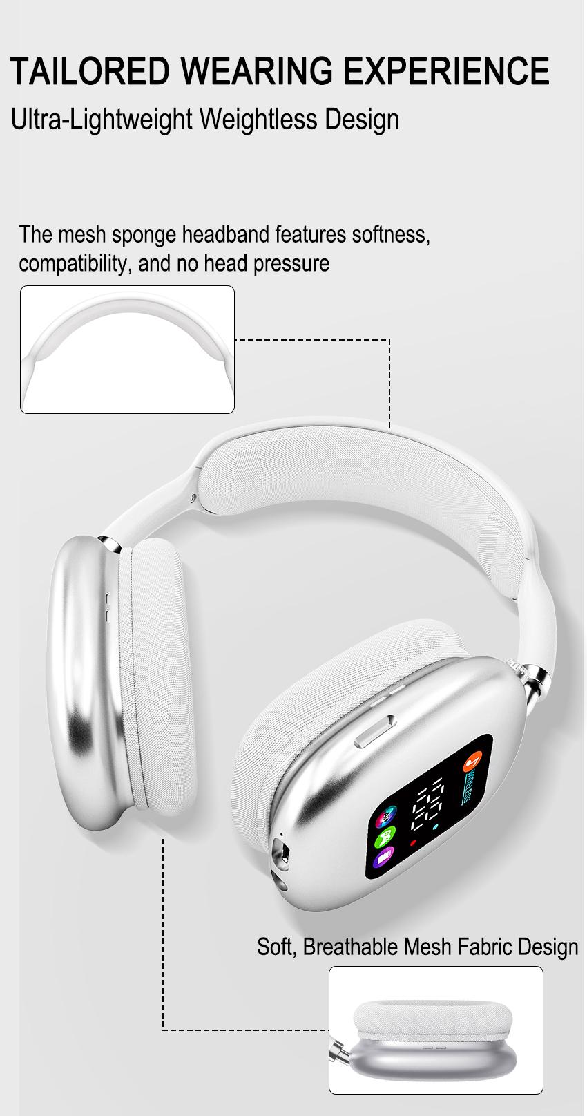 Wireless Bluetooth Over-Ear Headphones (with RGB Lighting & SD Card Support) — Deep Bass Hi-Fi Stereo, Comfortable Fit, The Perfect Gift for Your Boyfriend