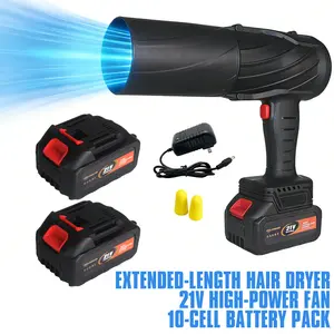21V Electric Leaf Blower, 30,000 RPM, High-Power Turbo Blower, Portable High-Power Blower, Rechargeable Snow Blower, Handheld Yard Cleaner, High-Power Outdoor Blower, Household Pet Hair Remover, Dust and Leaf Cleaner, Car Water Spot Dryer