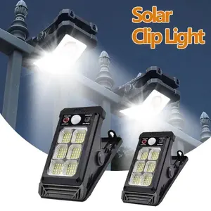 2 Pack Solar Clip Lights with USB & Motion Sensor, IP65 Waterproof Wireless Security Lighting for Yard, 3-Mode Adjustable Outdoor Solar Fence Light with Clip Durable High Lumens, Perfect Gift for Every Family