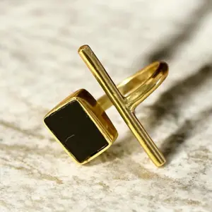 Nairobi Noir Cow Horn Brass Ring