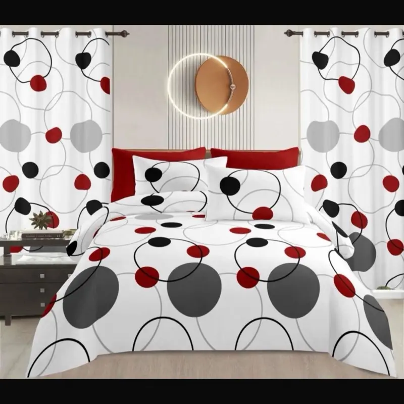 8 PCS Orange Leaf Pattern Bedding Set with White Accents for Modern Bedroom Decor