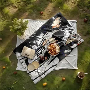 1 piece Haikyuu!!: Ushijima Wakatoshi and Kuroo Tetsurou team photo themed flannel blanket - Flannel blanket with modern design, suitable for sofas and beds, all-season use, super soft and comfortable, digitally printed pattern, 100% polyester