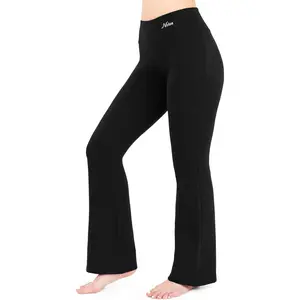 Women'S Black Bootcut Yoga Pants - Soft, Breathable Flare Pants for Yoga & Workout (Regular, S)