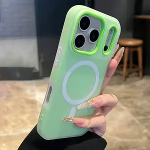 Phone Case - Luxury Candy-Colored 2-In-1 Magnetic Phone Case Compatible with Iphone 17 Pro Max, Air 16, 15, 14, 13, 12 Pro Max Plus Protective Cover, Frosted Soft Shell with Magnetic Wireless Charging, Shockproof Back Cover for 17 Pro Max Protector