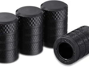 Tire Valve Stem Caps, Black, 4 pcs/Pack, Anodized Aluminum Tire Valve Cap Set, Corrosion Resistant, Universal Stem Covers for Cars Trucks Motorcycles SUVs and Bikes Visit the CKAuto Store