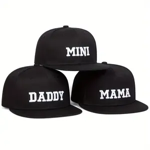 3pcs/set DADDY MAMA MINI Letter Embroidered Hip Hop Hats Parent-child Hats Outdoor Sport Adjustable Sunscreen Leisure Hat Spring Autumn Travel Tourism Beach Vacation