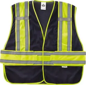 Ergodyne High Visibility Workwear Safety Vest - Model 21390, Size M/L Navy Blue Polyester Mesh, Expandable, 40-48" Chest, Hook & Loop Closure, 1 Pocket, Fit-Over Safety Vest, Fit-Over Safety Vests, Workwear Safety Vests
