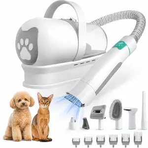 7-in-1 Dog Hair Vacuum Groomer and Brush for Shedding, Multi-Functional Pet Grooming Kit and Vacuum for Dogs & Cats, Universal Paw Trimmer Set with 6 Attachment Combs