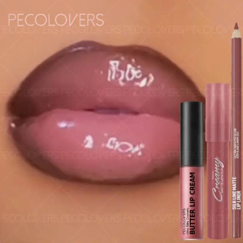 3pcs/Set 3-in-1 Lip Color Set, Includes Lip Liner, Creamy Lipstick and High-Shine Glossy Lip Gloss, Long-Lasting & Non-Sticky, Lip Tint Balm, Shiny Lip Gloss, Tinted Lip, Nonstick Lipgloss, Lip Products Makeup